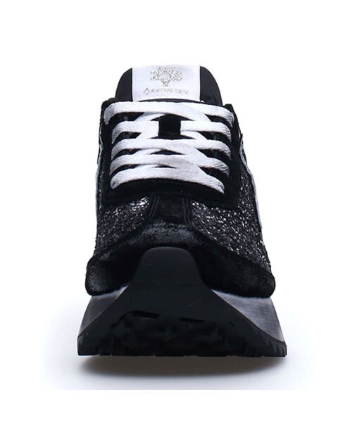 Sneakers en Cuir Kis noir/blanc/léopard
