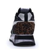 Sneakers en Cuir Kis noir/blanc/léopard