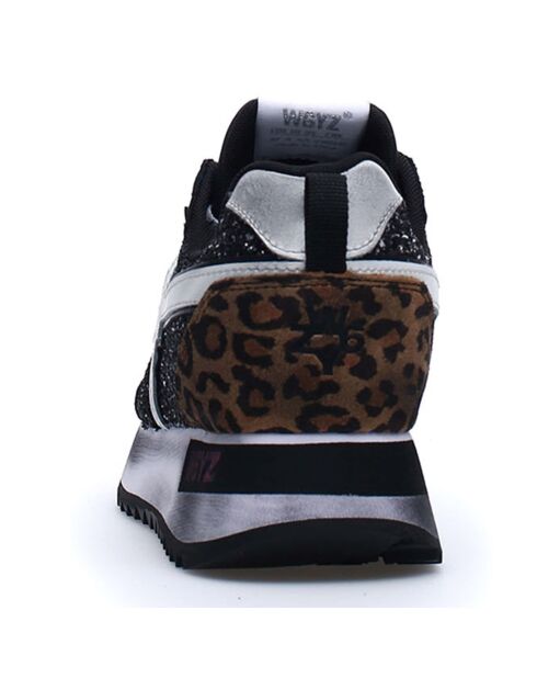 Sneakers en Cuir Kis noir/blanc/léopard