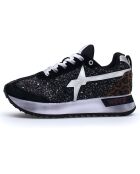 Sneakers en Cuir Kis noir/blanc/léopard