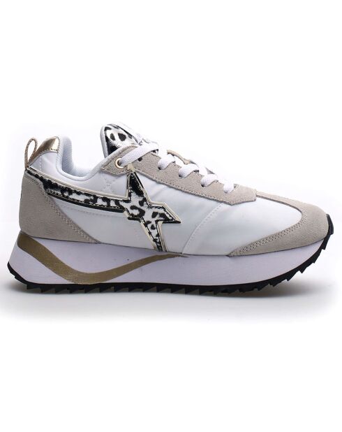 Sneakers en Cuir Kis blanc/beige/léopard