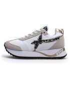 Sneakers en Cuir Kis blanc/beige/léopard