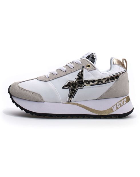 Sneakers en Cuir Kis blanc/beige/léopard