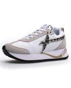 Sneakers en Cuir Kis blanc/beige/léopard