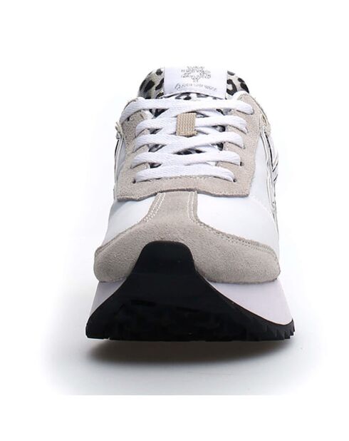 Sneakers en Cuir Kis blanc/beige/léopard