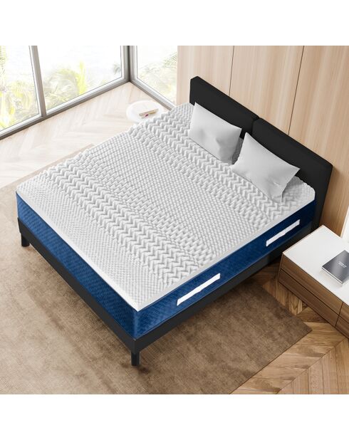 Surmatelas Air Fresh bleu/blanc - 90x200 cm