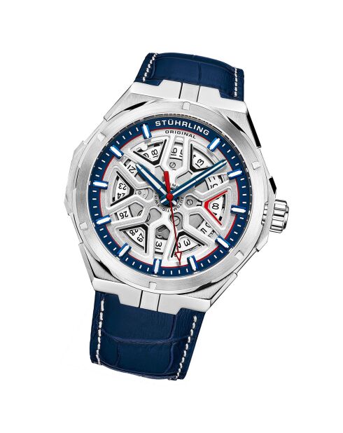 Montre Homme en Cuir Automatique Legacy bleu/argenté