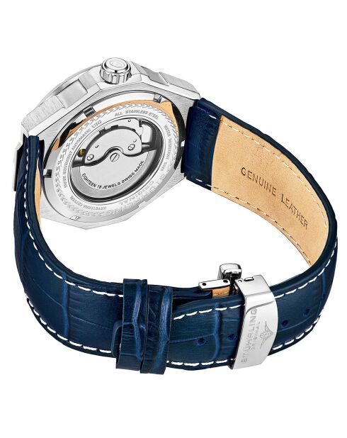 Montre Homme en Cuir Automatique Legacy bleu/argenté