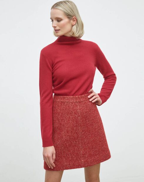 Jupe en Laine mélangée Christy rouge chiné