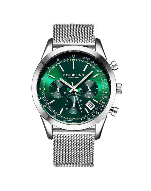 Montre Homme en Acier Quartz Monaco argenté/vert