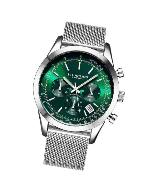 Montre Homme en Acier Quartz Monaco argenté/vert