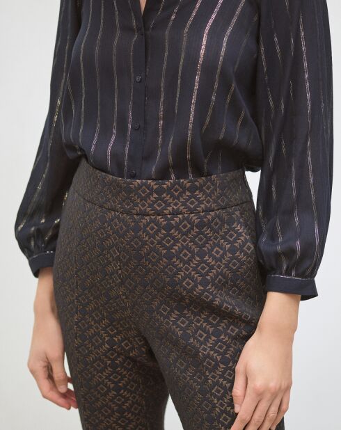 Pantalon Jim imprimé marine/bronze