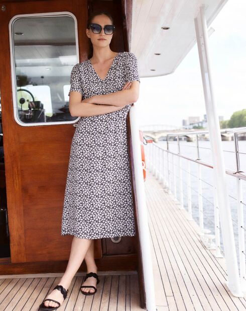 Robe Martin à imprimé fantaisie ivoire/noir
