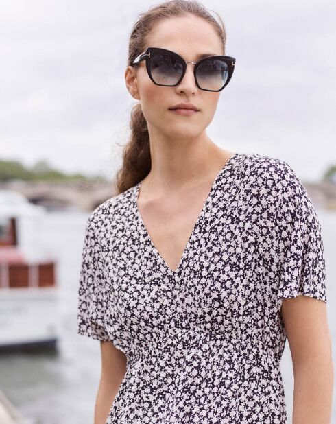 Robe Martin à imprimé fantaisie ivoire/noir