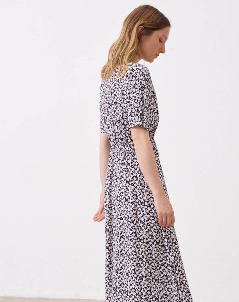 Robe Martin à imprimé fantaisie ivoire/noir