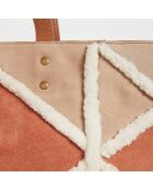 Sac en Velours de Cuir Patchie marron/beige - 50x30x12 cm