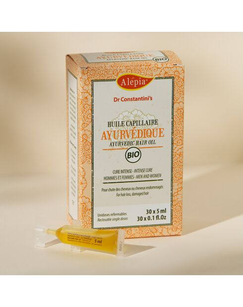 Olio per capelli ayurvedico biologico - Cura intensa - 30x5 ml