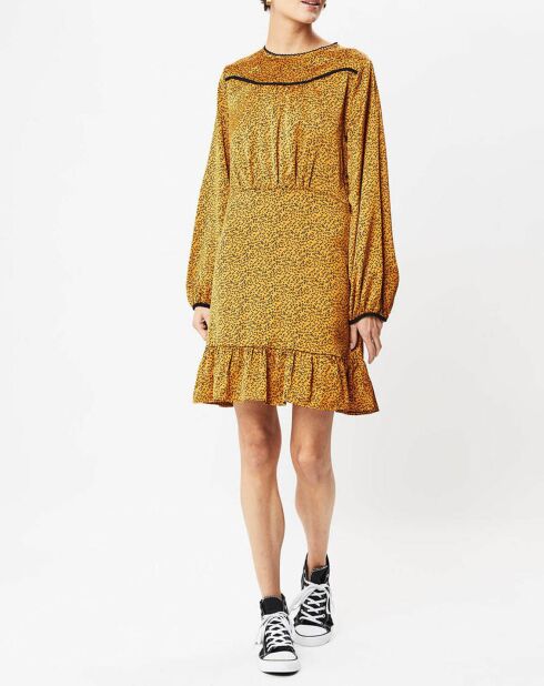 Robe Woven imprimée jaune moutarde