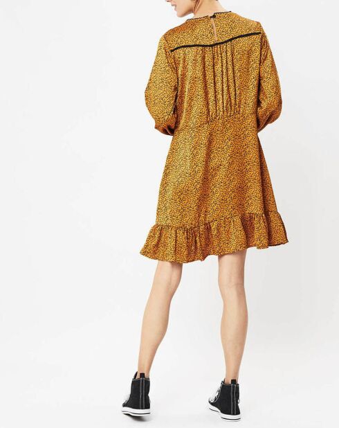 Robe Woven imprimée jaune moutarde