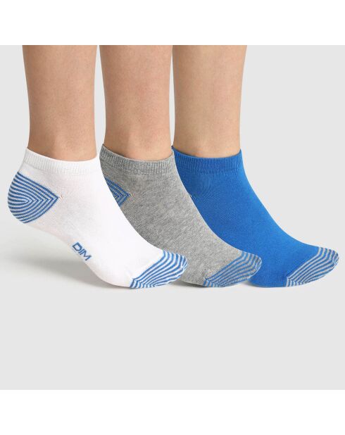 3 Paires de chaussettes bleu/blanc/gris