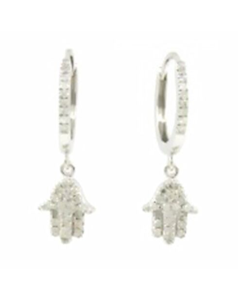 Boucle d'oreilles Charms Hands Diamant 0.19 ct or blanc