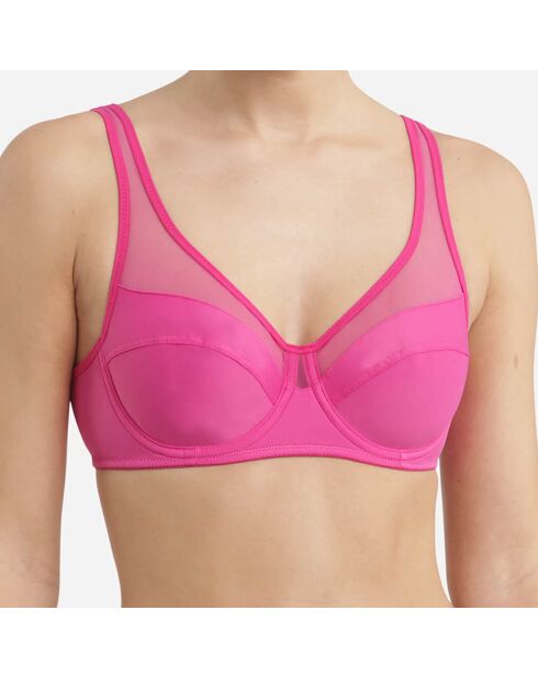 Soutien-gorge emboitant en microfibre et tulle Generous fushia