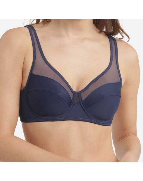 Soutien-gorge emboitant en microfibre et tulle Generous bleu foncé