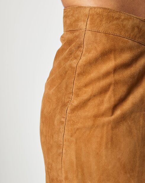 Qota karamel fluwelen leren rok