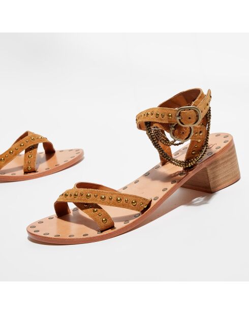 Camelkleurige sandalen van rundleer Victory