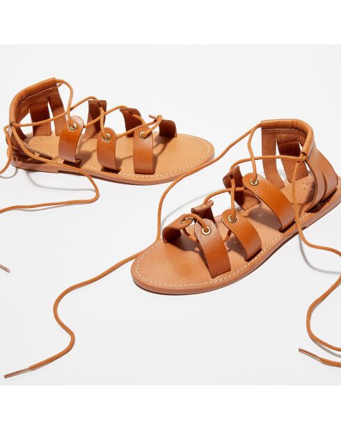 Sandales en Cuir de Vache Brunu naturel