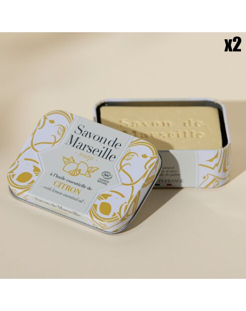 2 Savons de Marseille à l'huile essentielle Citron - 2x100g