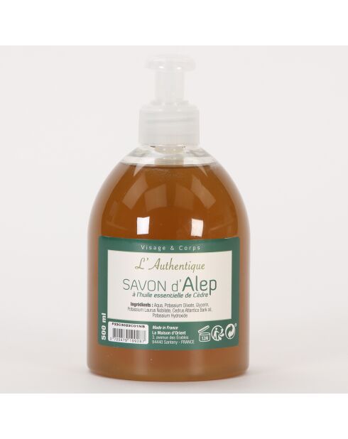 Savon d'Alep liquide à l'huile essentielle Cèdre - 500 ml