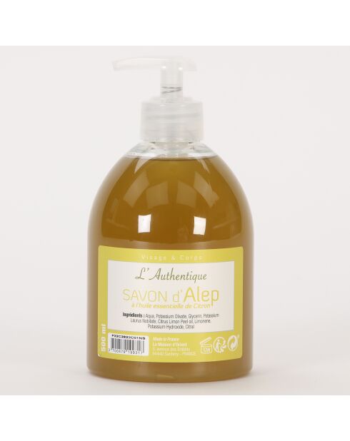 Savon d'Alep liquide à l'huile essentielle Citron - 500 ml