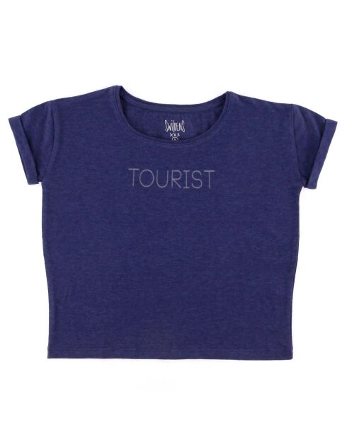 Qofee indigofarbenes T-Shirt
