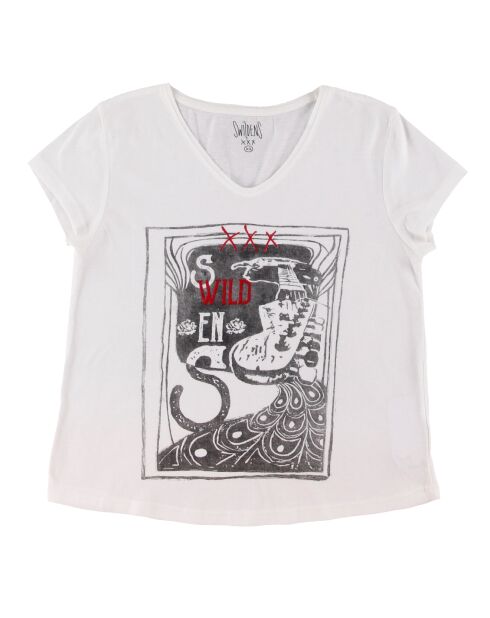 Qlouda ecrufarbenes T-Shirt