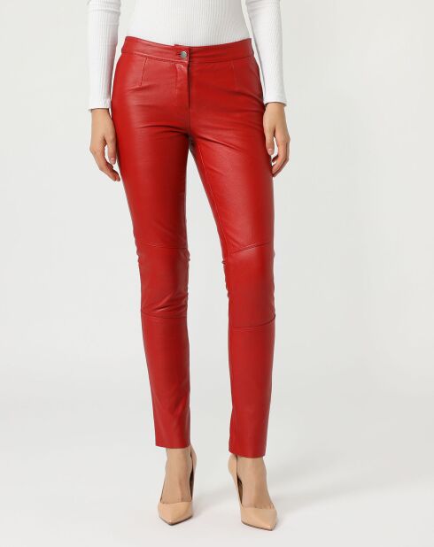 Pantalon en Cuir Célia rouge