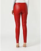 Pantalon en Cuir Célia rouge