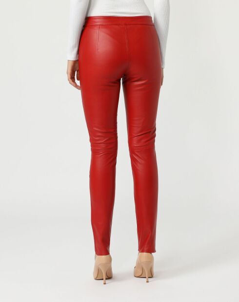 Pantalon en Cuir Célia rouge