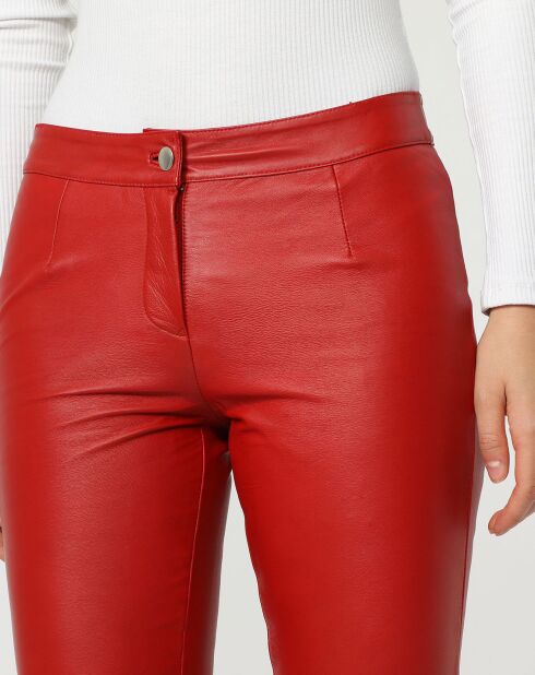 Pantalon en Cuir Célia rouge