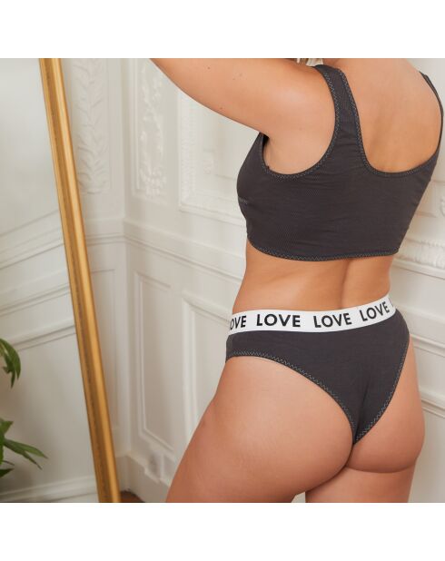 Soutien-gorge sans armatures & Tanga Emma anthracite
