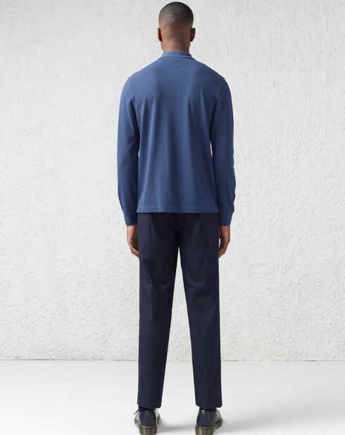 Pantalon chino slim en Laine & Coton Porths rayé marine