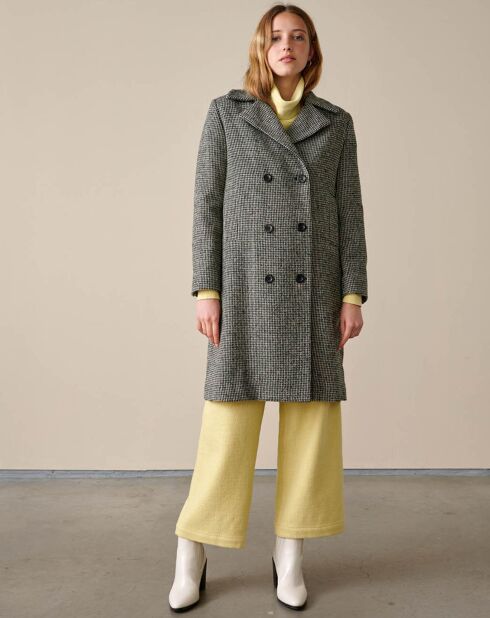 Manteau en Laine mélangée Verone pied-de-poule bleu/vert/écru