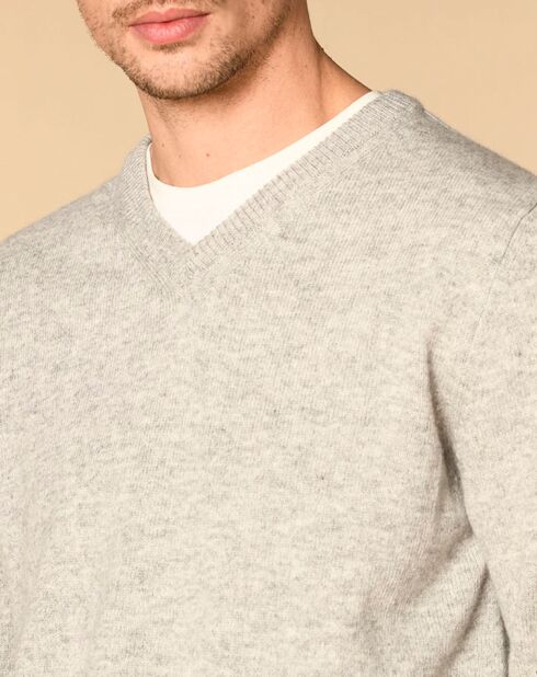 Pull en Laine mélangée Abelino Col V gris chiné