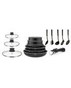 Batterie de cuisine amovible induction noire - 15 pièces
