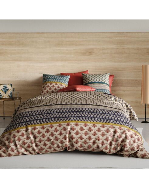 Parure housse de couette 100% Percale de Coton Manille rouge