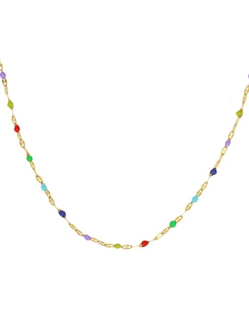 Collier TuttiFrutti en laiton doré multicolore