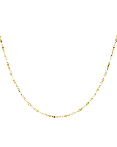 Collier TuttiFrutti en laiton doré & émail blanc