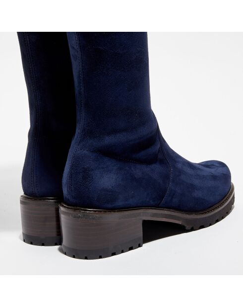 Cuissardes en Velours de Cuir Blaire City bleues - Talon 5 cm