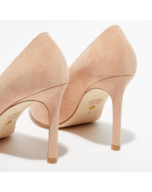 Escarpins en Velours de Cuir Anny beiges - Talon 9 cm