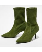 Boots en Velours de Cuir Yvonne 75 vertes - Talon 7.5 cm